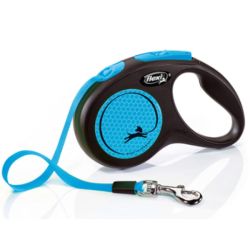 Рулетка для собак Neon S 5м  15кг стрічка Синя, 5м на 15кг стрічка