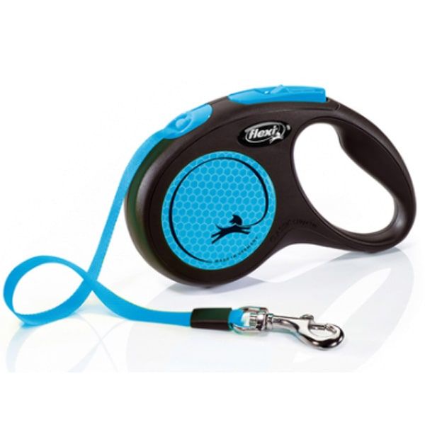 Рулетка для собак Neon S 5м  15кг стрічка Синя, 5м на 15кг стрічка