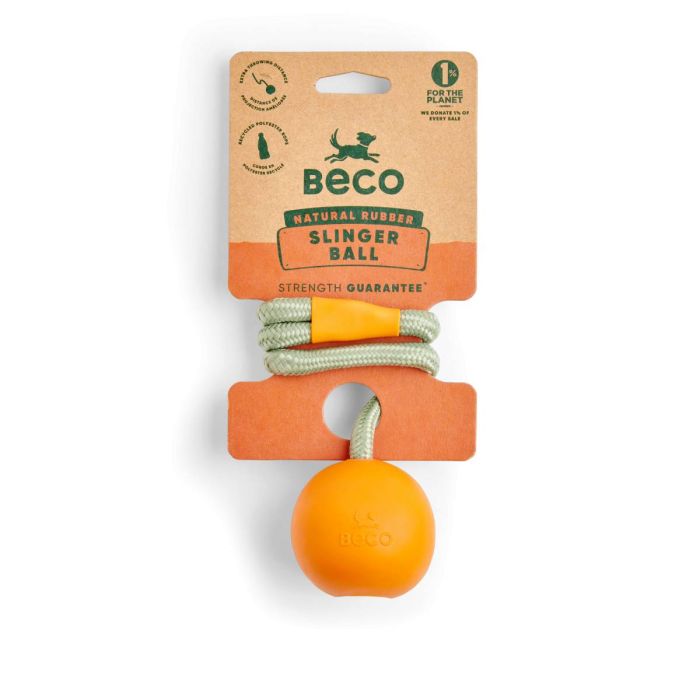 Іграшка м'ячик на мотузці для собак Beco Pets Slinger Ball Помаранчевий