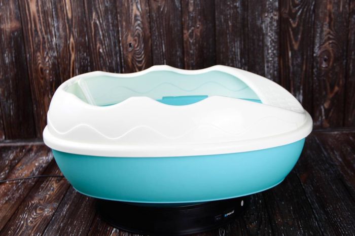 Туалет для кішок з високим бортом + лопатка 52х38х20 см Бірюзовий