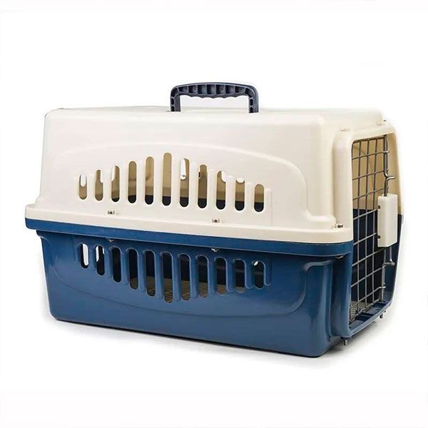 Переноска IATA з металевими дверима синьо-бежева до 30 кг (67x47x46 см)