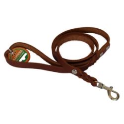 Повідець шкіра + заплетений коричневий 12 мм