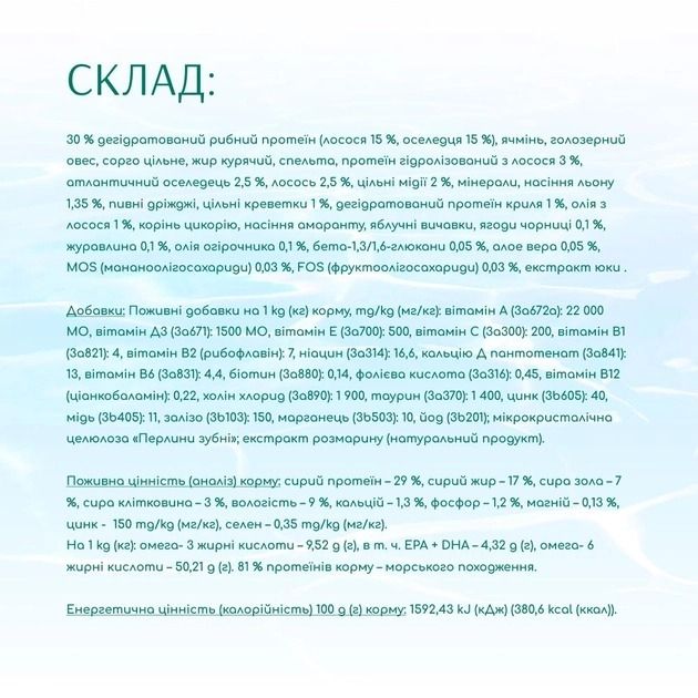 Акція-30 Optimeal Beauty Podium з морепродуктами сухий корм для собак вовна та догляд за зубами 1.5 кг 