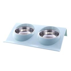 Бар пластиковий вигнутий з 2 металевими мисками 300мл 37х24х7 см