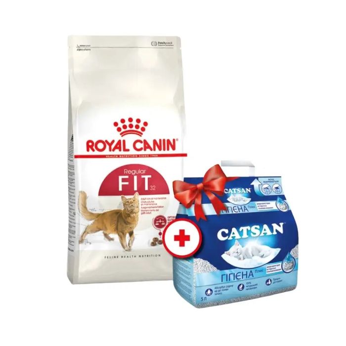 АКЦІЯ Royal Canin Fit 32 сухий корм для дорослих кішок 4 кг + наповнювач catsan 5л 