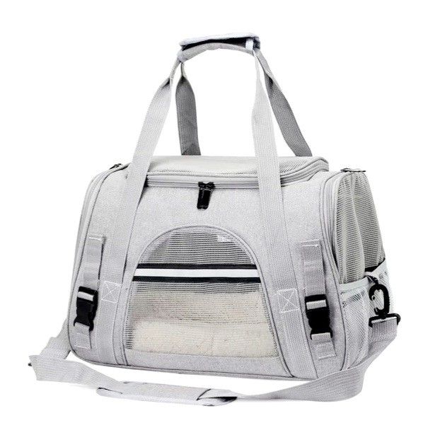 Сумка-переноска з килимком для тварин сіра 