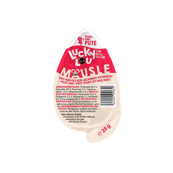 Ласощі для котів Lucky Lou Mäusle у вигляді мишки Індичка 28 г