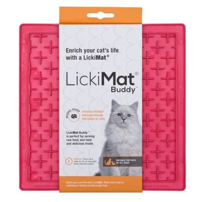 Лизальний килимок антистрес для котів LickiMat Buddy Pink Cat, м'яка основа