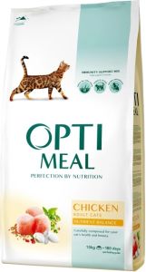 Optimeal Повно раціональний сухий корм для дорослих кішок курка 10 кг