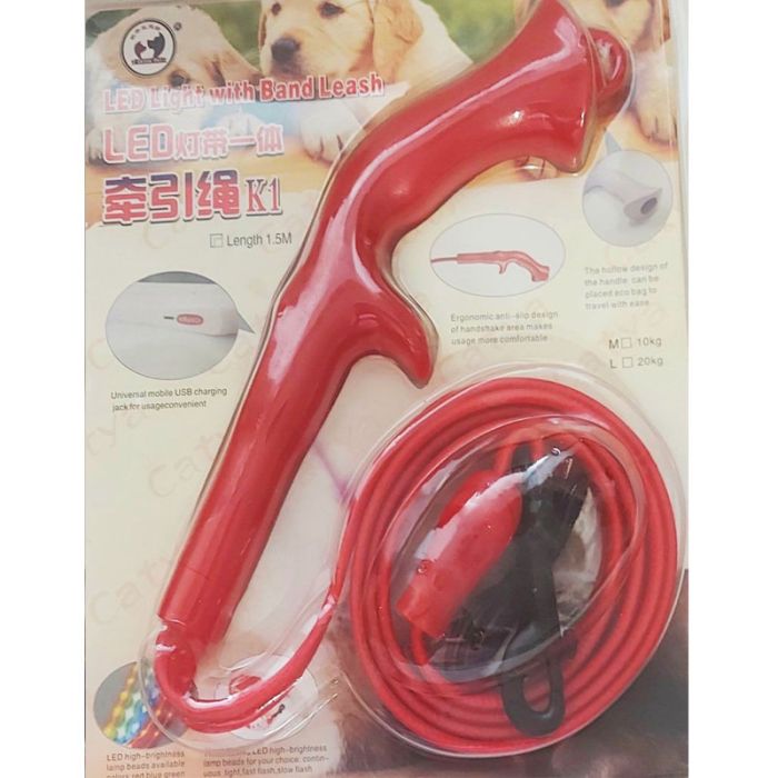 Повідець плоский світловий 1,5 м CTY-016 Червоний