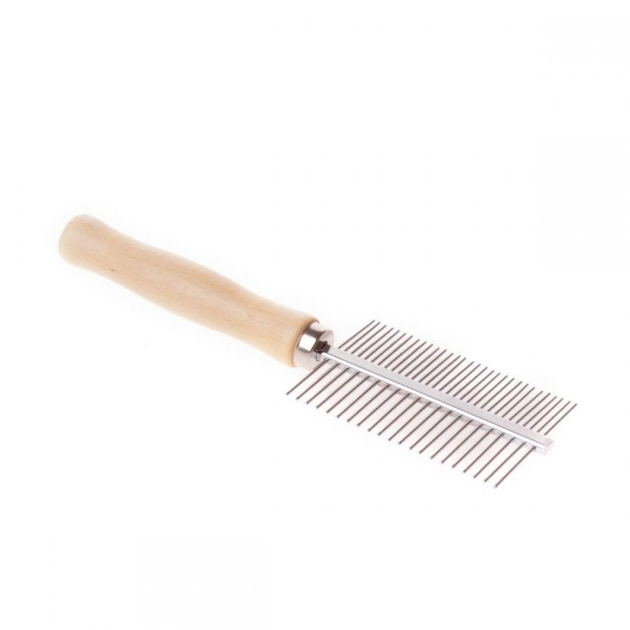 Гребінець двосторонній 17х5 см деревяна ручка GS08 