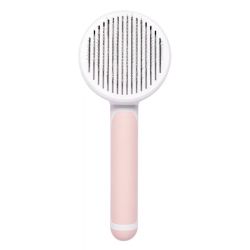 Пуходерка з кнопкою самоочисна 12  8 см рожева 