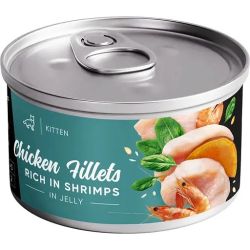 Вологий корм Savory Chicken Fillets Rich in Shrimps in Jelly for Kittens для кошенят філе курки з креветками в желе, 70 гр. 