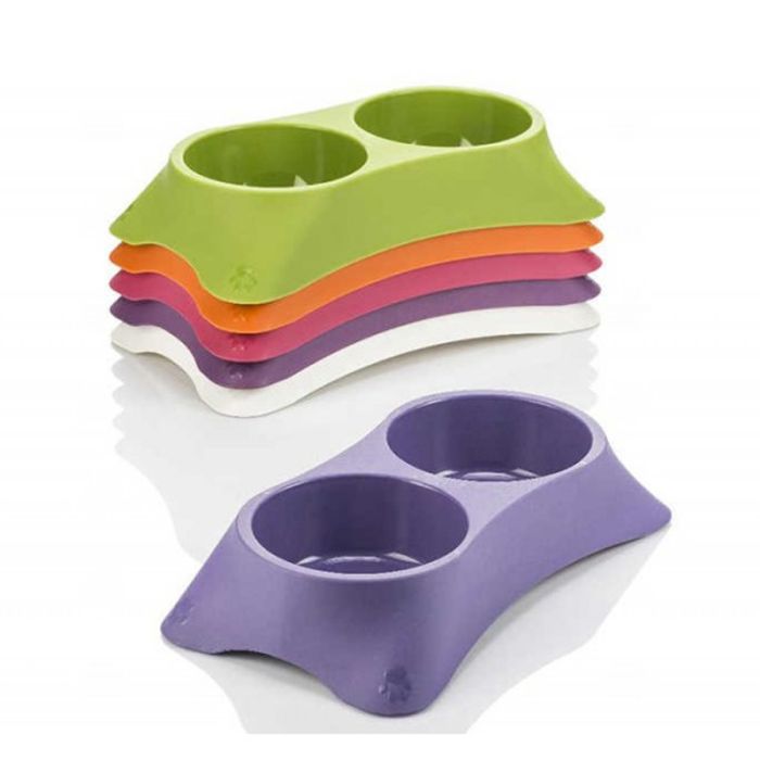 Миска подвійна для кішок 210см 250мл Kyfne 249 Кавовий