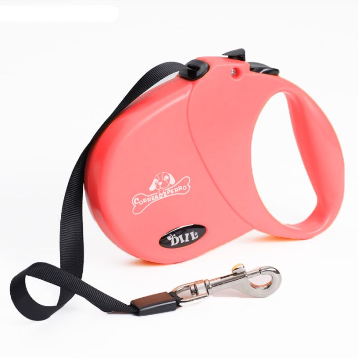 Рулетка собачка 4м  20кг пластикова ручка стрічка з кнопкою LS128 Червоний