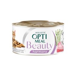 Optimeal Beauty Harmony вологий корм котів смугастий тунець у желе з морськими водоростями 70г 