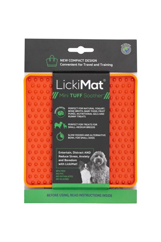 Лизальний килимок антистрес для маленьких собак собак LickiMat Mini Tuff Soother Orange, тверда основа