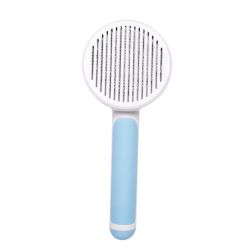 Пуходерка з кнопкою самоочисна 12  8 см блакитна 