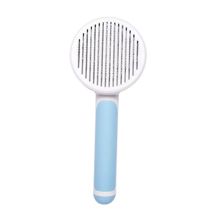 Пуходерка з кнопкою самоочисна 12  8 см блакитна 