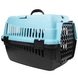 Переноска для тварин бірюзово-чорна пластик 55х39х36 см до 8 кг