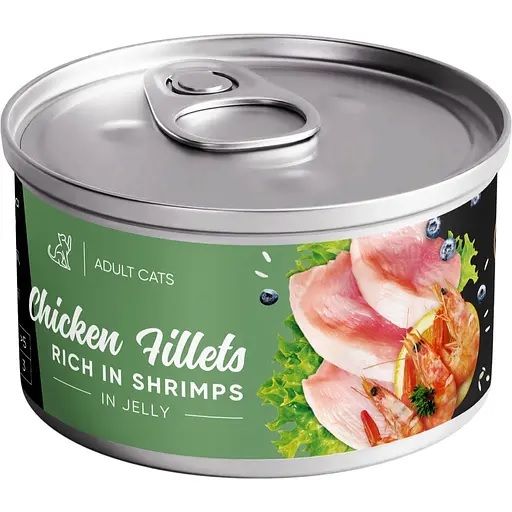 Вологий корм Savory Chicken Fillets Rich in Shrimp In Jelly для Adult Cats для дорослих кішок філе курки з креветками в желе 70 гр. 
