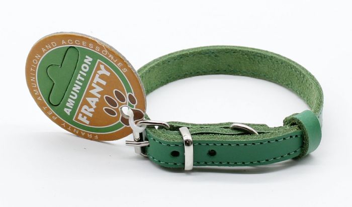 Нашийник Franty Style шкіра, 12 мм х 20-25 см зелений