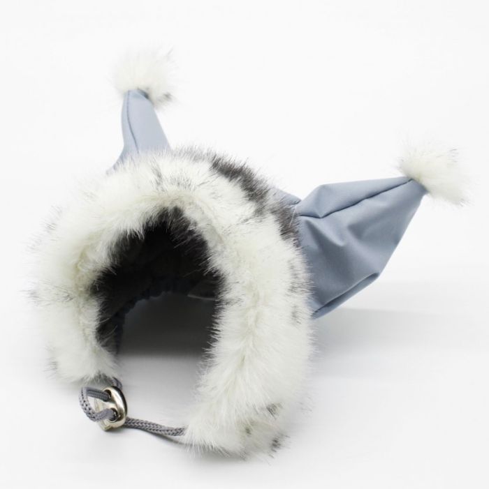 Шапка з вухами плащівка блакитна XS-S