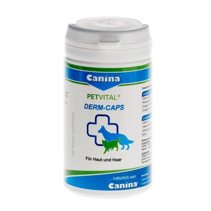 Petvital Derm Caps Canina Дерм Капс) - вітаміни при проблемах шкіри і шерсті Petvital Derm Caps Canina 702121 при проблемах шкіри і шерсті 100 капсул