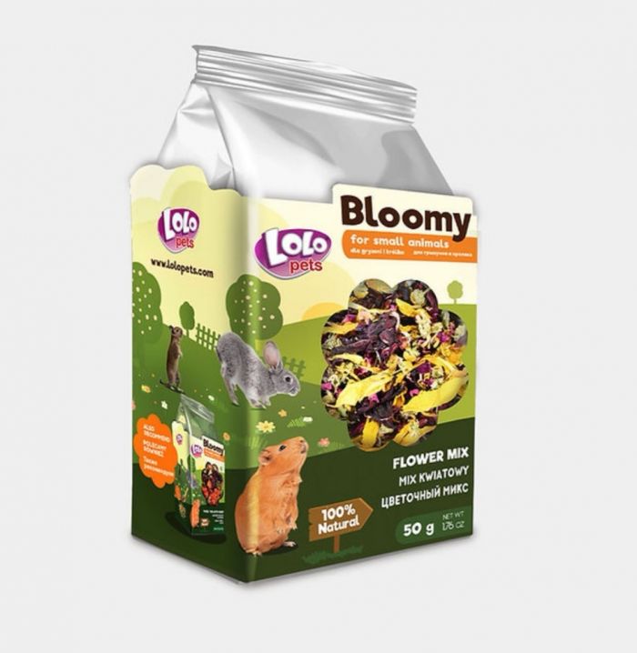 Корм LoloPets Bloomy квітковий мікс для гризунів, 50 г