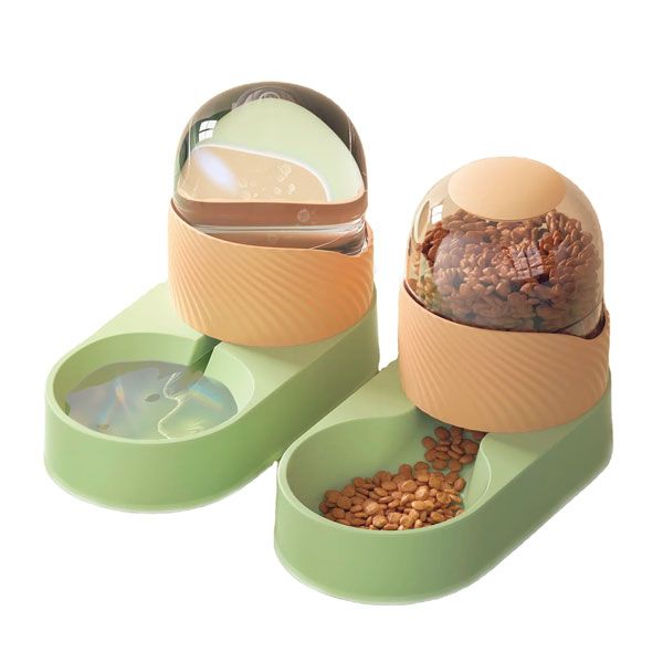 Набір автогодівниця + автопоїлка 3л, 33х16х24 см Салатово-бежева