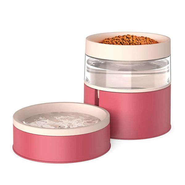 Автопоїлка з мискою 14х14х27 см Рожево-бордова