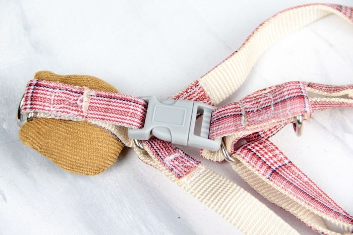 Комплект Собачки, шлея з повідцем для цуценят і дрібних собак червоно-рожева Обєм грудей 29-43 см