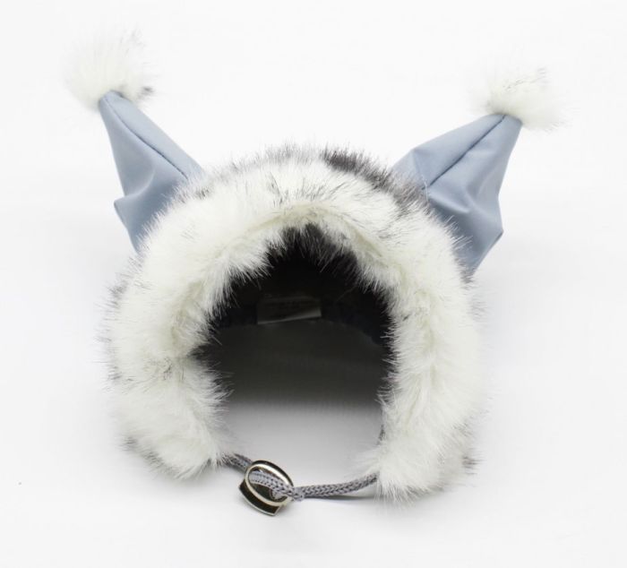 Шапка з вухами плащівка блакитна XS-S