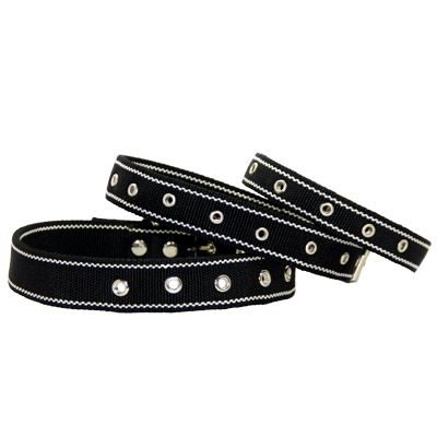 Нашийник для собак, подвійний капрон, чорний 37-73 см