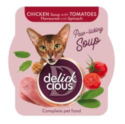 Суп для кошек Delickcious из курици с томатами и шпинатом 80 гр. 
