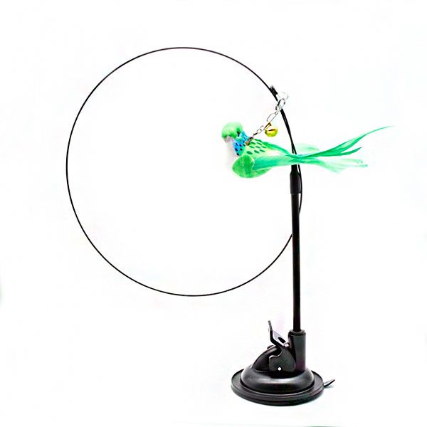 Вудочка пташка біло-зелена посилена на присосці, 85 см 