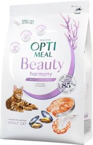 Optimeal Beauty Harmony на основі морепродуктів сухий корм для кішок мякий заспокійливий ефект 4 кг 