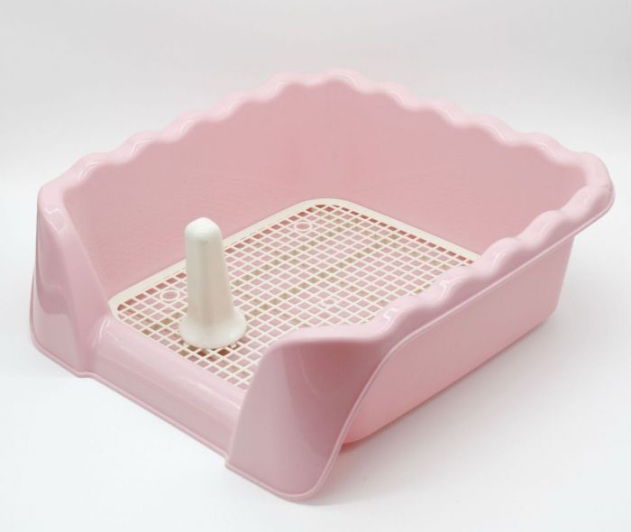 Туалет під пелюшку для собак з глибоким бортом, решітка зі стовпчиком 53х45х16, 5 см L Трояндовий