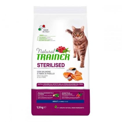 TRAINER NATURAL ADULT STERILISED для стерилізованих кішок з лососем Акція 300г + 300г