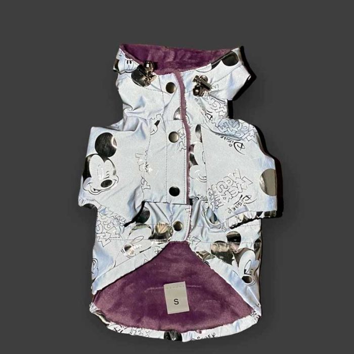 Дісней світловідбиваюча куртка для собак Dog Love сіра підклад фіолетовий L