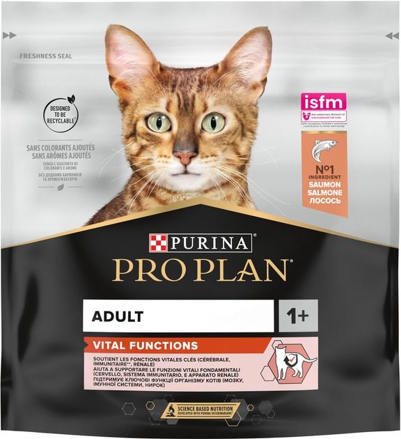 АКЦІЯ Purina Pro Plan Adult 1+ Vital Functions сухий корм для кішок з лососем 400 г 