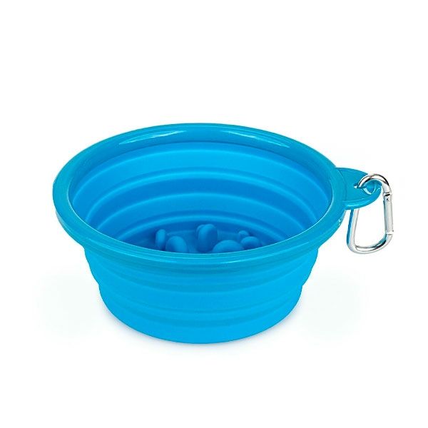 Миска силіконова для повільного харчування блакитна, 1000 мл 