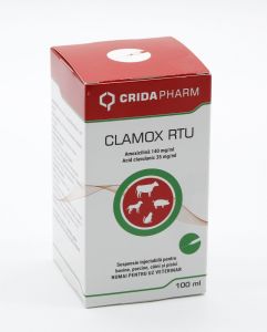 нєкційний антибіотик Clamox RTU (амоксицилін + клавуланова кислота) для тварин, 100 мл