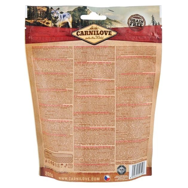 Ласощі Carnilove Crunchy Wild Boar with Rosehips - беззернові для собак усіх порід з диким кабаном 200 г 