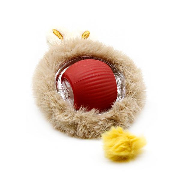 Мяч інтерактивний з пушком червоний 