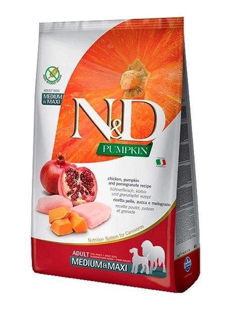 Farmina ND Pumpkin Grain Free Dog Adult Medium  Maxi Chicken  Pomegranate Фарміна беззерновий сухий корм з куркою, гарбузом та гранатом для дорослих собак середніх та великих порід 2.5 кг. 