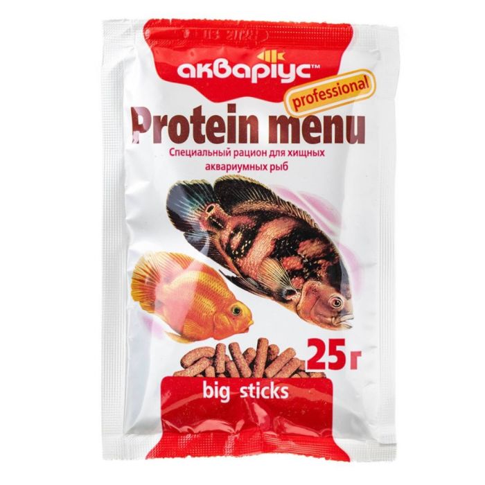 Protein menu Акваріус сухий корм для великих риб (палички) 25 г