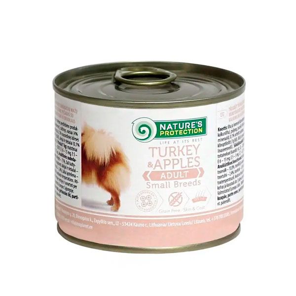 Консерва для собак Natures Protection Adult Small Breed Turkey  Apples з індичкою та яблуком, 200 г 