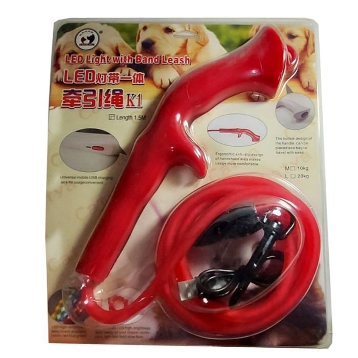 Повідець круглий світловий тяговий 1,5 м CTY-008 Червоний