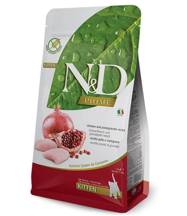 Сухий корм Farmina ND Grain Free Prime Chicken  Pomegranate Kitten для кошенят, з куркою та гранатом, 1,5 кг   Фарміна кет сух ND GF PRIME CHICKEN  POMEGRANATE KITTEN 1,5кг 32584